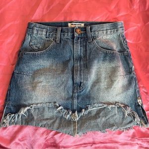 One Teaspoon Free People denim distressed mini skirt